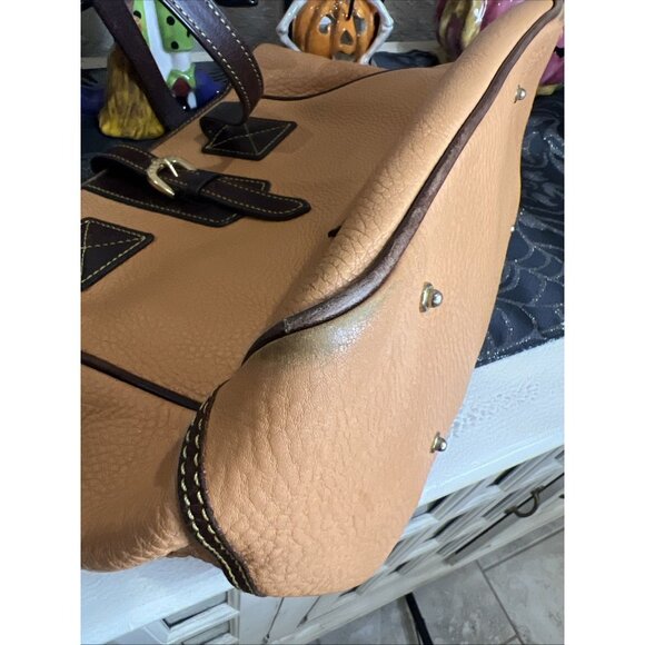Dooney & Bourke Vintage Pebbled Leather Orange Brown Tote Handbag Purse - Picture 7 of 15